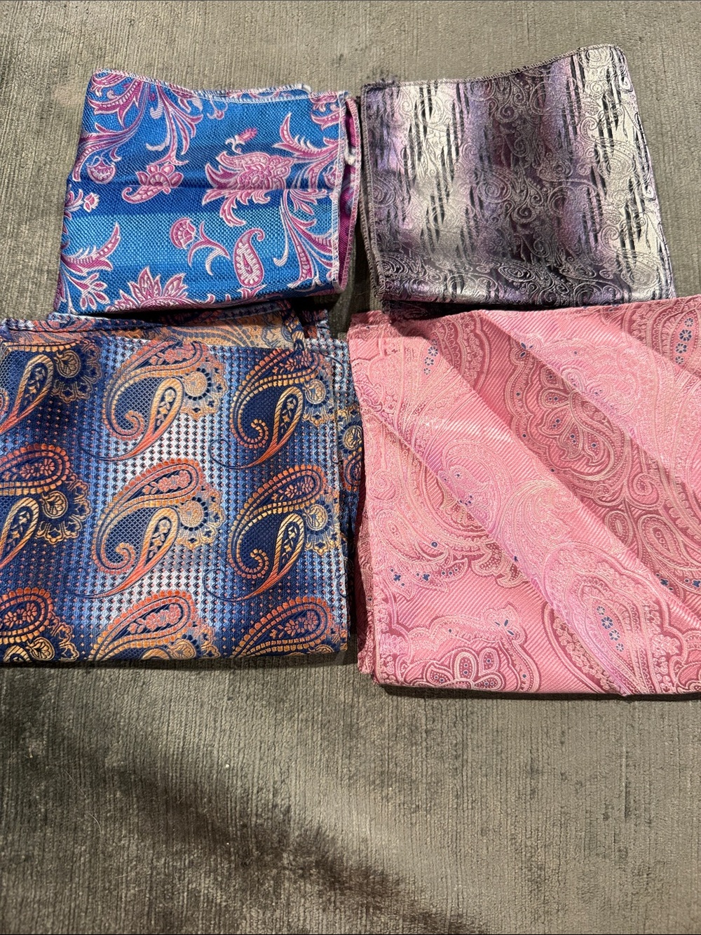 Vintage Pocket Squares, Set of 4, Paisley Collection | Handkerchiefs or Scarves
